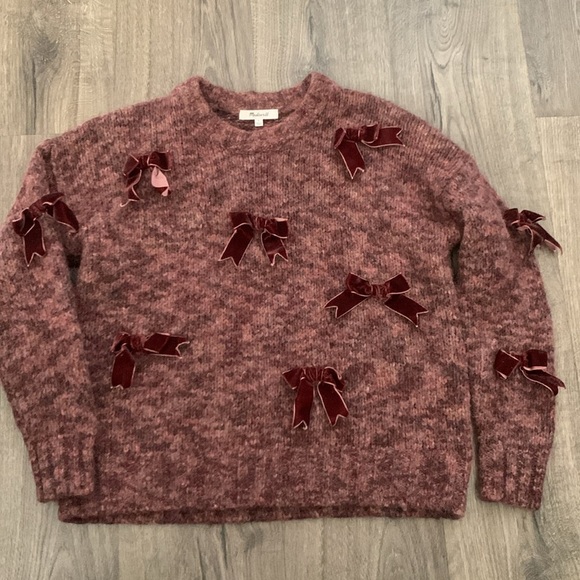 Madewell Velvet Bow Pullover Sweater Size Small - Picture 4 of 9